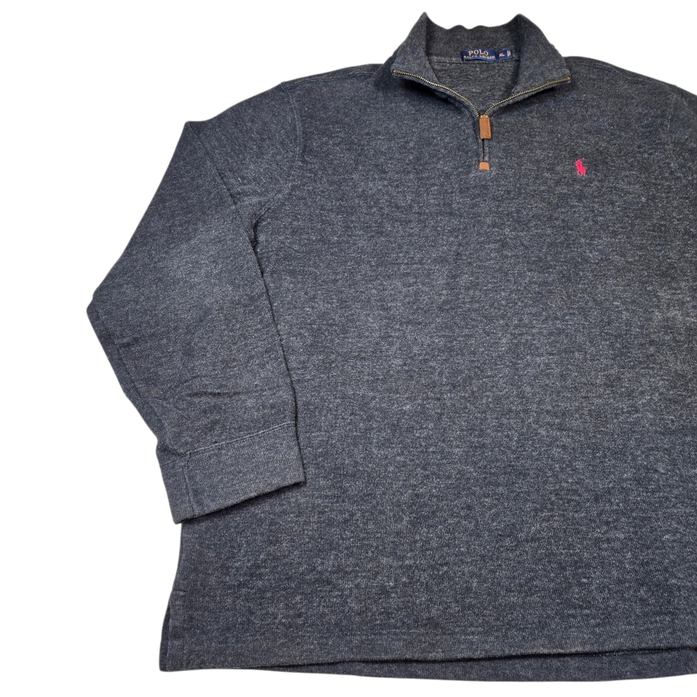 Polo Ralph Lauren Men's Gray Knit 1/4 Zip Mock Neck Long Sleeve Sweater Size XL - Picture 2 of 9